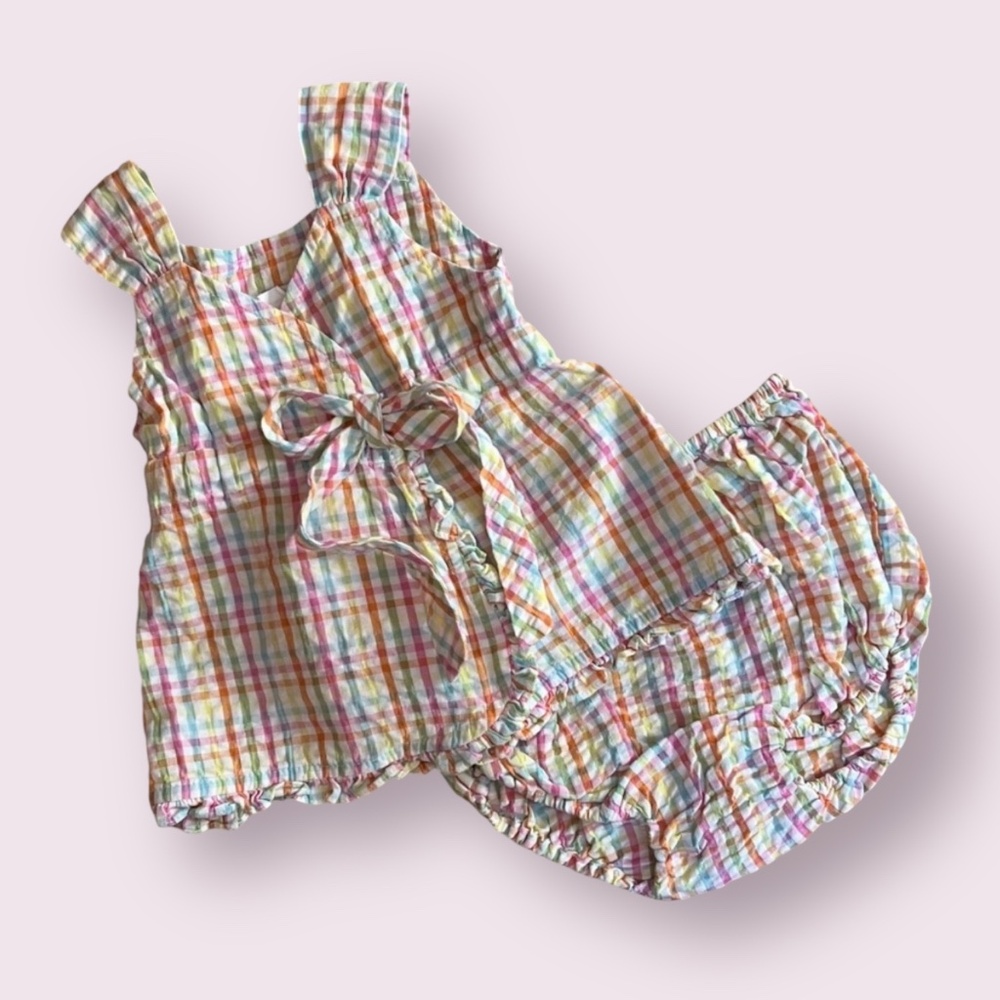Like New! [Strasburg] Pastel Pink + Gingham Plaid Classic Cotton Set | 6 Months